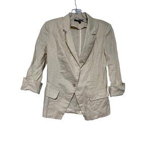 Papaya Ya Ramie Women's Rolled Up Sleeves Single Button Linen Blazer Y2K Size M
